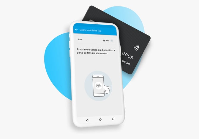 Imagem ilustrativa da Point Tap Mercado Pago realizando pagamento por aproximação